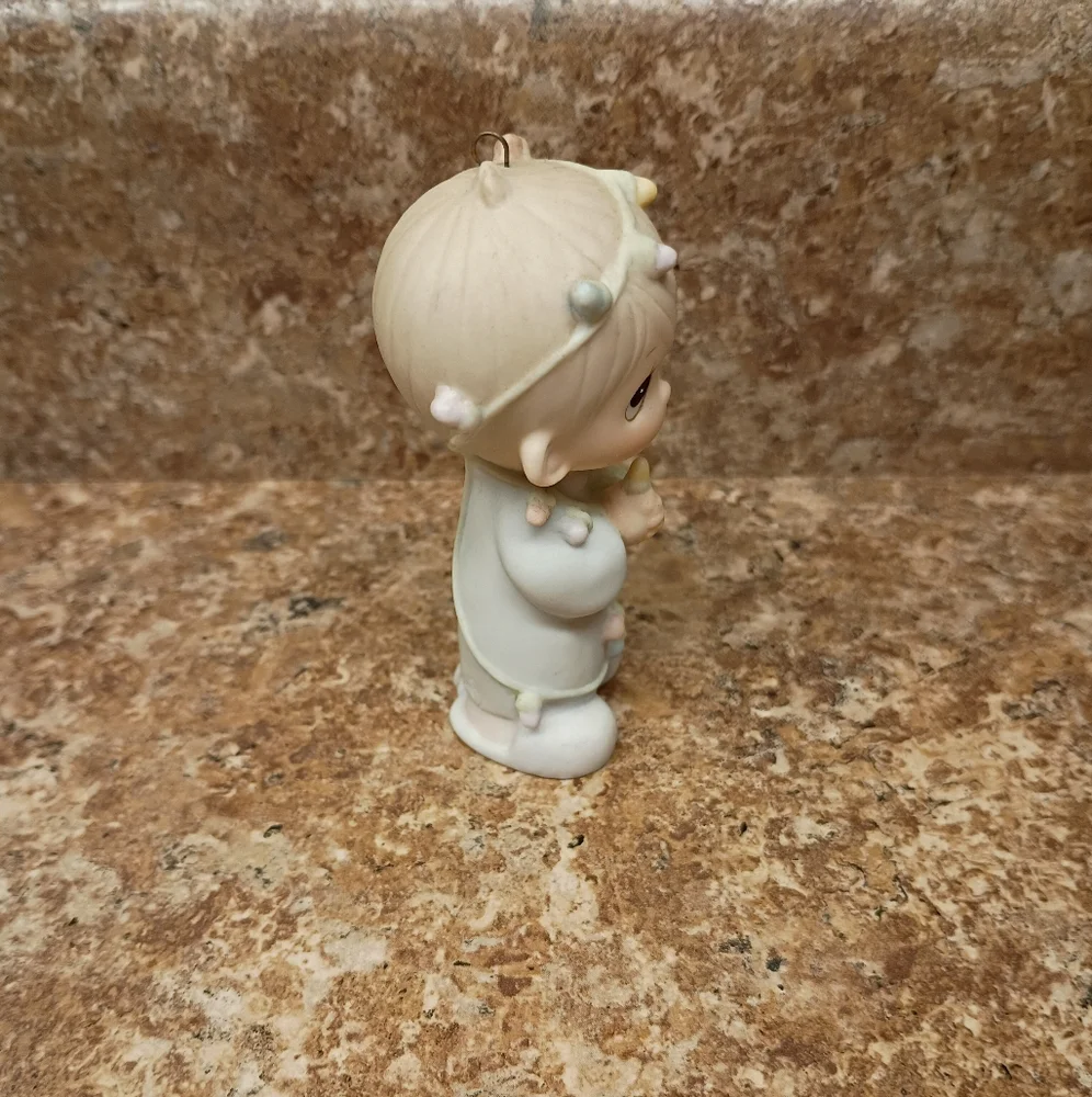 Precious Moments 1985 May Christmas Be Delightful Ornament Boy Lights Figure EUC
